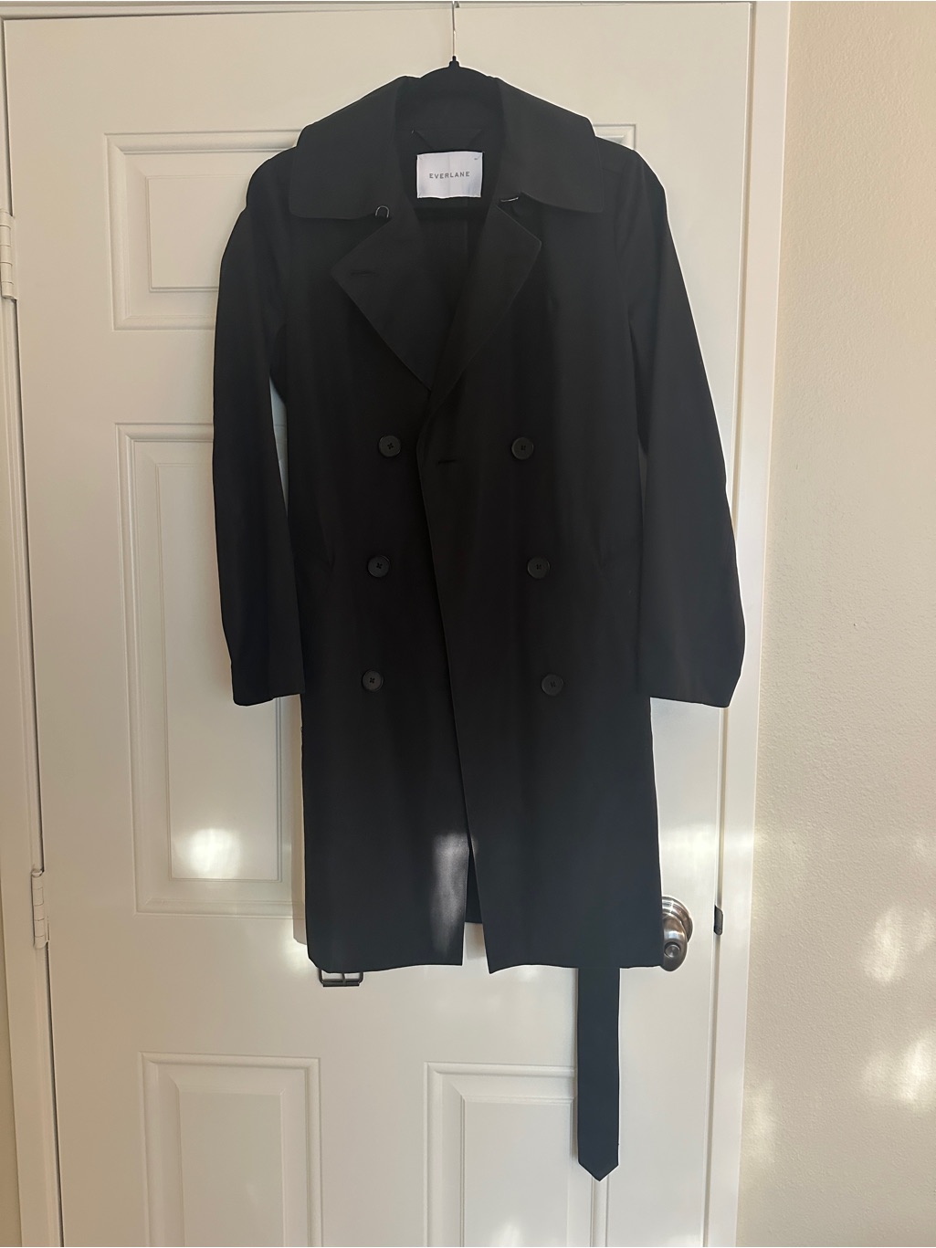 Everlane Black Double-Breasted Trench